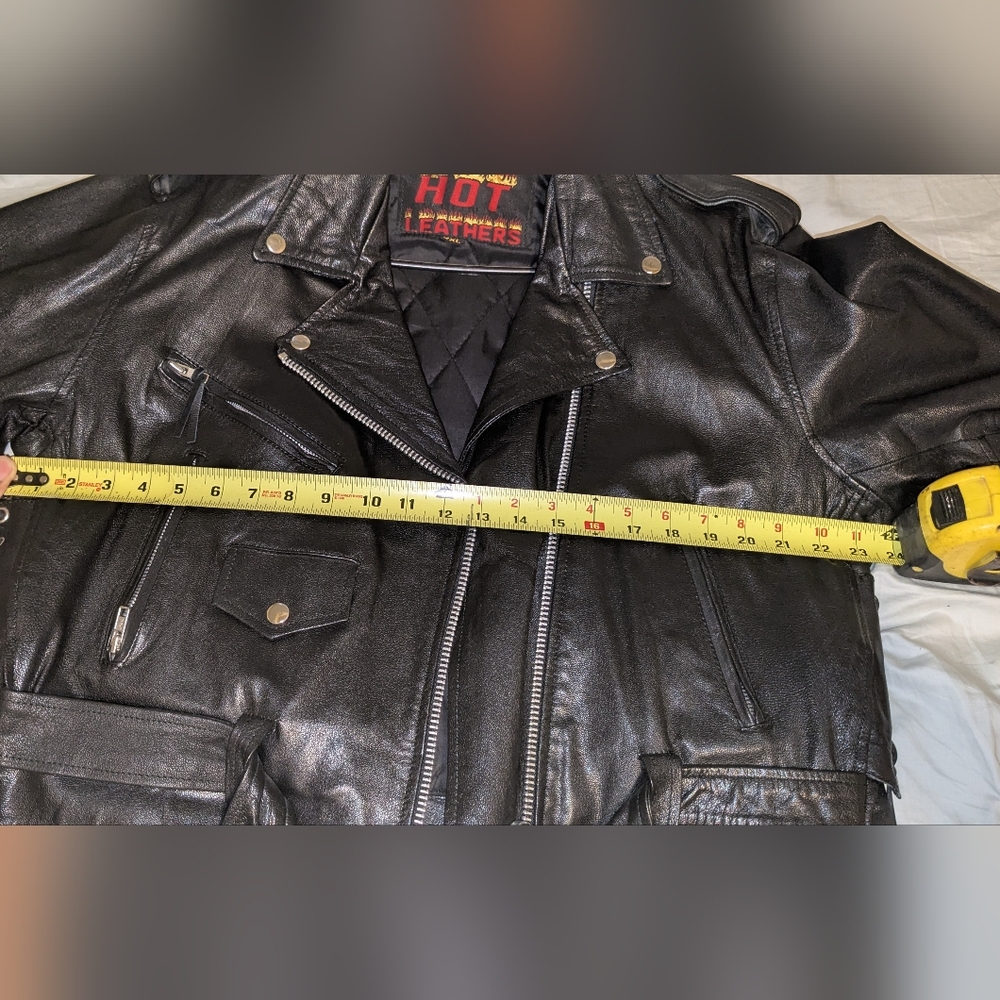 Women's Black Leather Biker Jacket - Picture 6 of 6